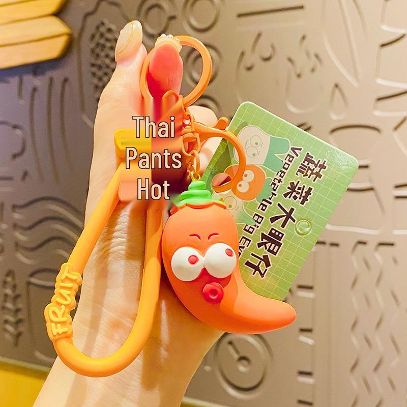 Chaveiro de Vegetal Fofo de Desenho Animado com Olhos Grandes - Pingente para Mochila e Presente Divertido para Casal