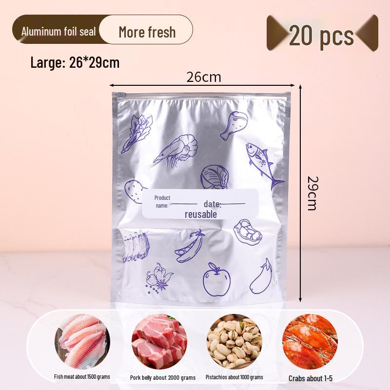 Food Grade Zipper Aluminum Foil Storage Bag for Freezing & Fresh-Keeping Meat and Vegetables