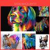 Vibrant Abstract Tiger And Lion Canvas Art For Modern Living Room Decor 40x30cm