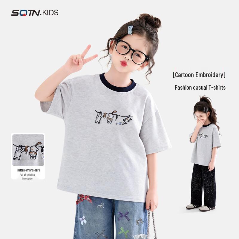 Girls  Casual Cotton Blend Short-Sleeve T-shirt 120