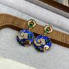 Copper-Plated Real Gold, National Style Enamel, Ancient Style Earrings, Advanced Sense Drip Glaze, Light Luxury, New Chinese Earrings, Women