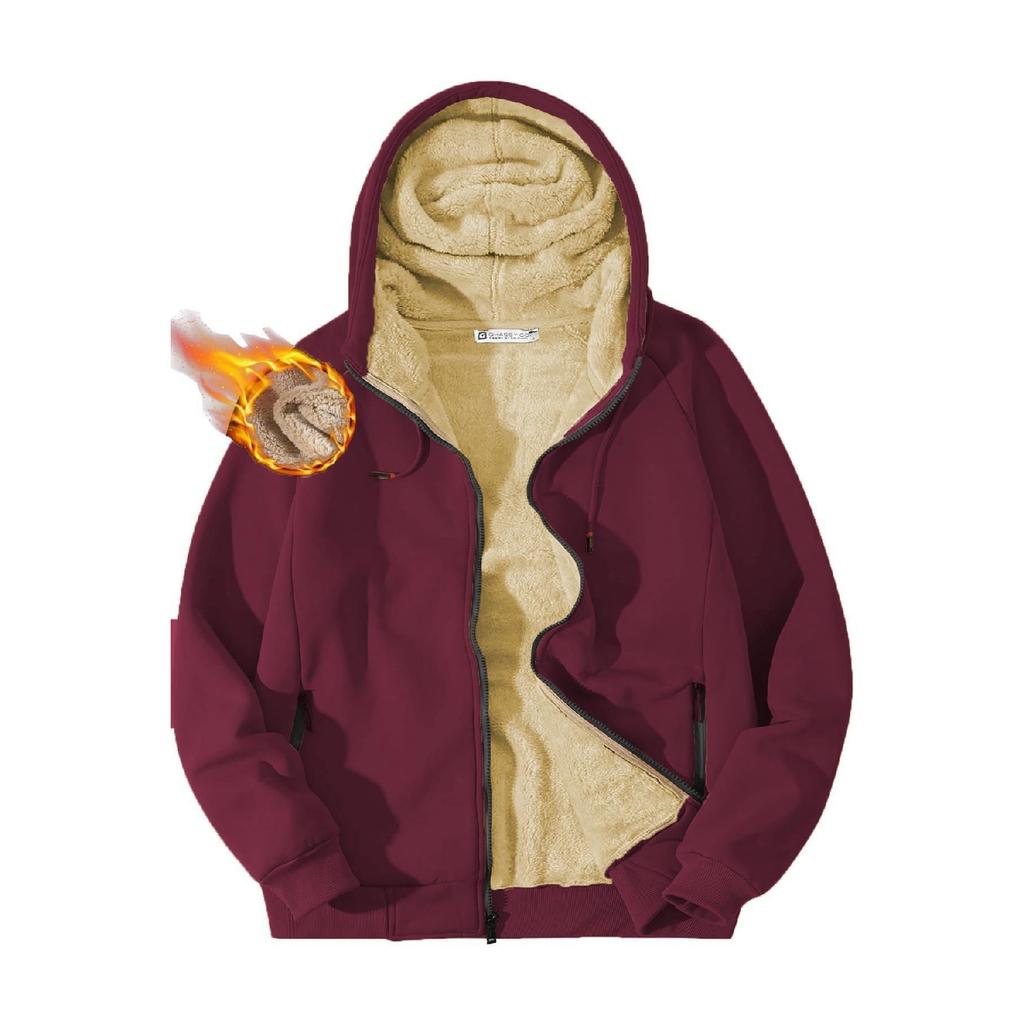 Ghassy Co.. Men's Ultra Thermal Sherpa Lined Hooded Winter Sweatshirt With Zipper Pocket