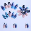 3D Star Gel Nail Tips In Ocean Blue Almond Shape Women Sweet Chic Press-On Nails With Geometric