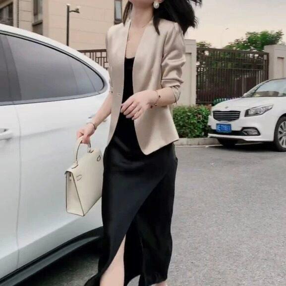 Italian Women's Suit Jacket and Camisole Dress Set - Spring Edition