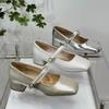 Fashion Beaded Mid-heel Single Shoes Autumn New Square Toe Shallow Mouth One-band Soft Sole Non-slip Block Heel Shoes