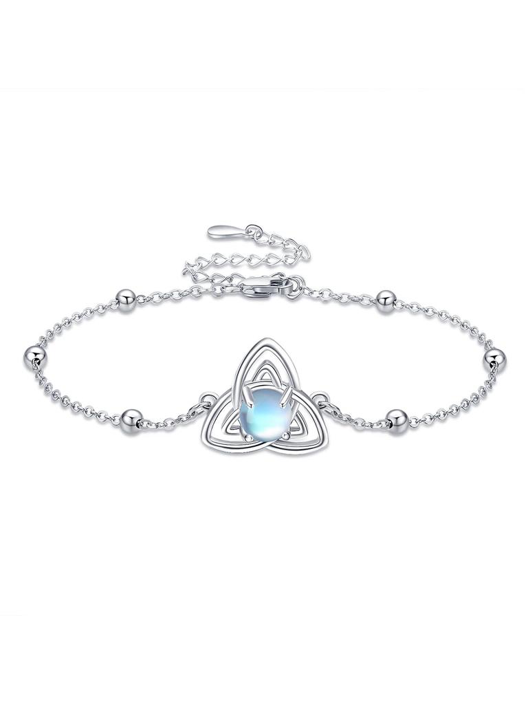 StoryMidir Bracelet for Celtic Moonstone Trinity Knot 925 Sterling Silver White Jewelry Women, Silver, 925, Cute, Fashionable, Adjustable, Gift,