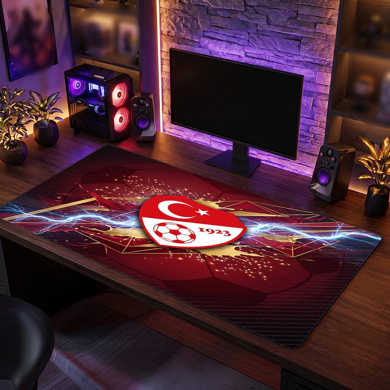 Turkey Football Crest Mouse Pad, Extended Non Slip Rubber Desk Mat for Gaming Office Laptop Fan Gift