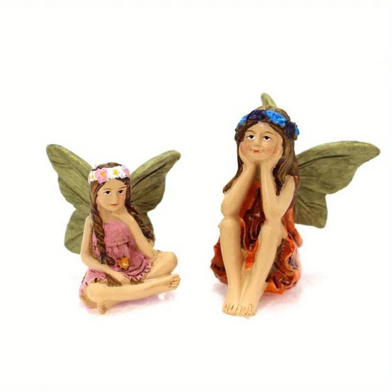 6Pcs/ Set Flower Fairy Decoration Garden Micro Landscape Ornament Plug-in Flower Fairy.