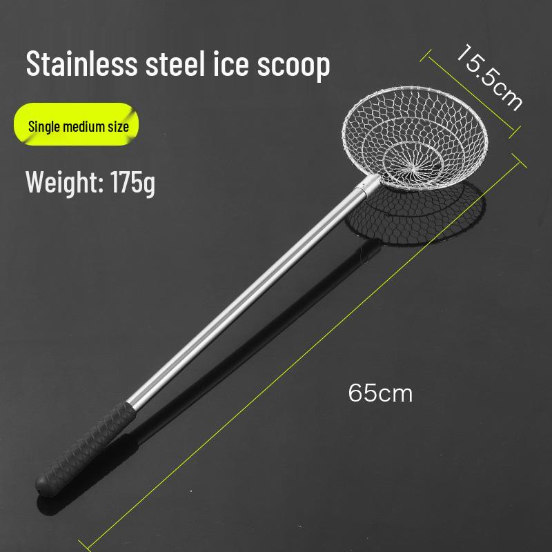 Telescopic Aluminum Ice Fishing Rod with Bait Holder and Metal Sieve Spoon