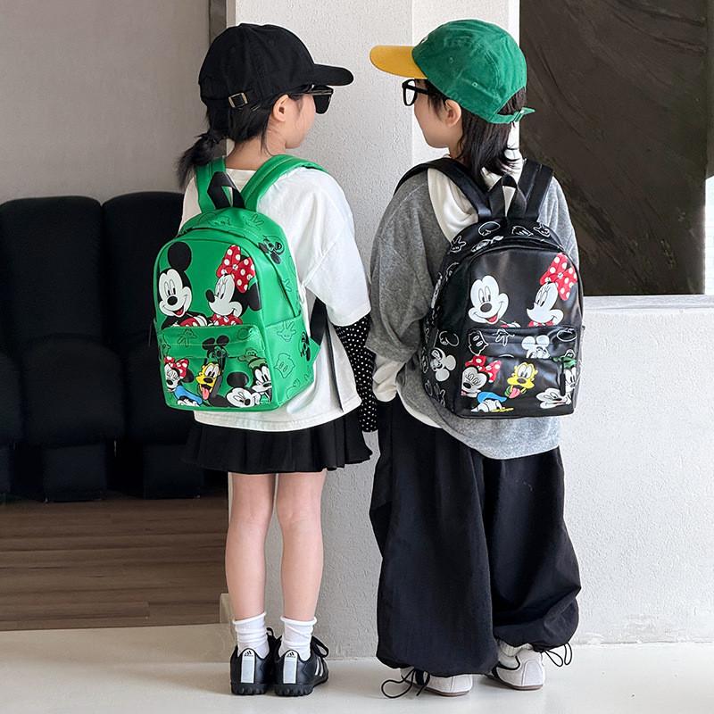 Mickey Mouse Kids Backpack Cartoon Print Breathable Pu Kindergarten School Bag For Children
