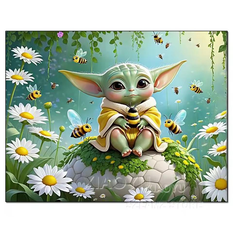 Malowanie Diamentowe 5D Disney Dziecko Yoda Pełne Haft Diamentowy Kreskówka DIY Obrazki z Dżetów Zestawy do Haftu Krzyżykowego Rękodzieło Wystrój Domu