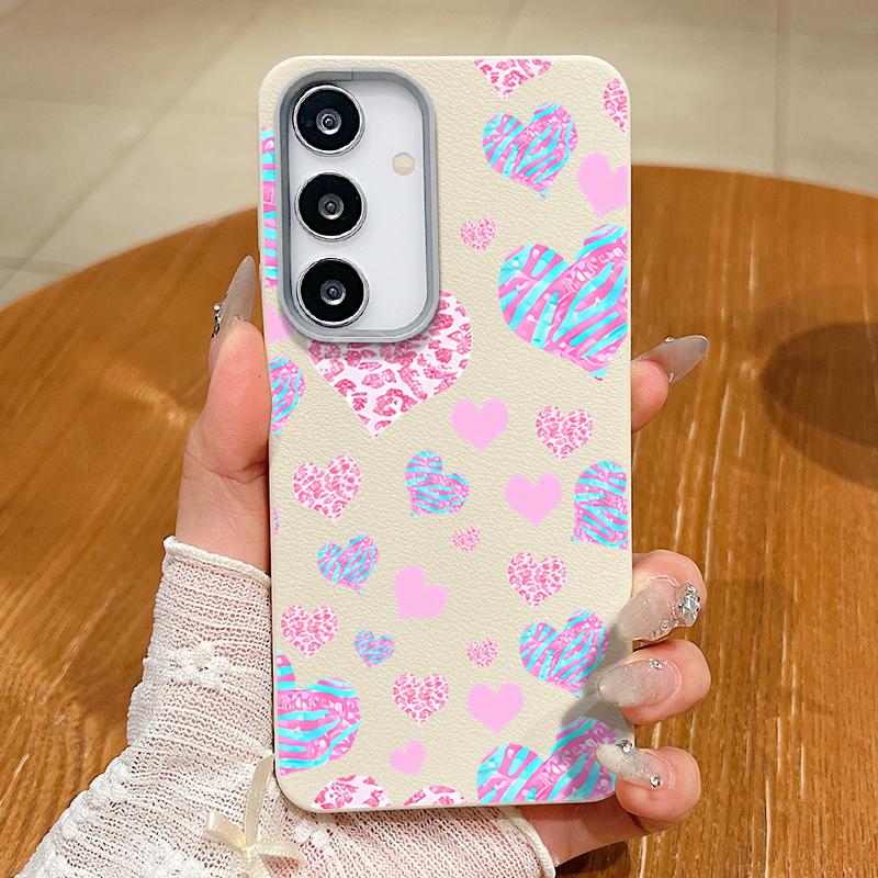 Cute Pink Love Hearts Case For Samsung Galaxy S25 Ultra Capa S24 Ultra S22 Ultra S23 Plus S21 FE S20 5G Magnetic Soft Case Cover