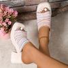 Fashion Women's Slippers, 2025  New Knit  Women's Summer Wear Fashion Open-toed Square Flip-flops, Women's High Heels Slippers Women 252