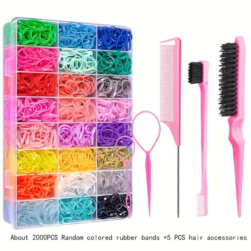 high quality2000 Elastic Hair Rubber Bands, 24 Colors   Headbands, Elastic Bands with Hair Ties for 24 grids + 5-piece hair a