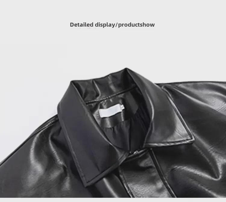 Pánska retro bunda Cleanfit z PU kože s vypchávkami na ramenách