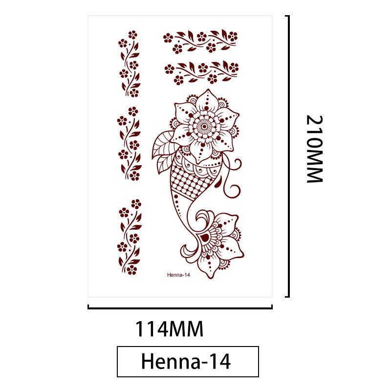 Lace Brown Waterproof Henna Flower Tattoo Stickers for Hands