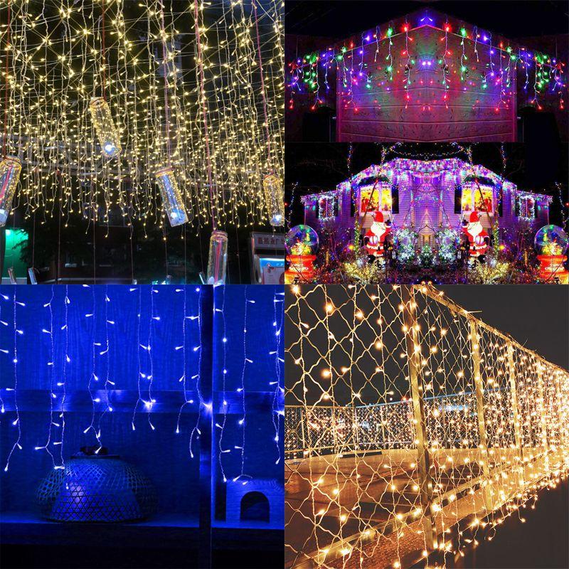 Long 13-130ft Curtain Icicle Lights Led Fairy Christmas Indoor Outdoor Wedding Party