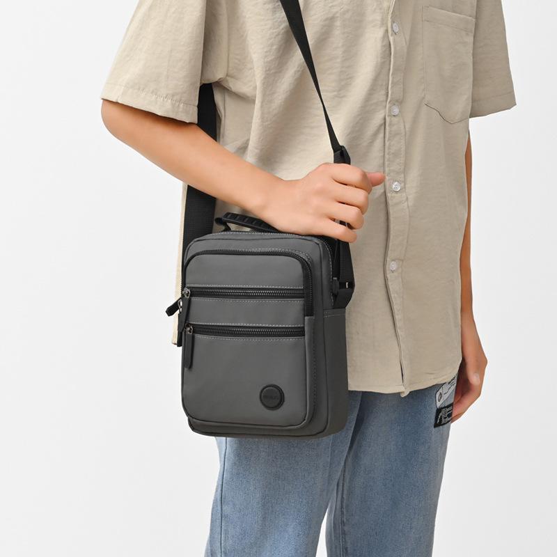 Men's Crossbody Bag Lightweight Oxford Small Square Bag Business Commuter Multi-Layer Shoulder Bag