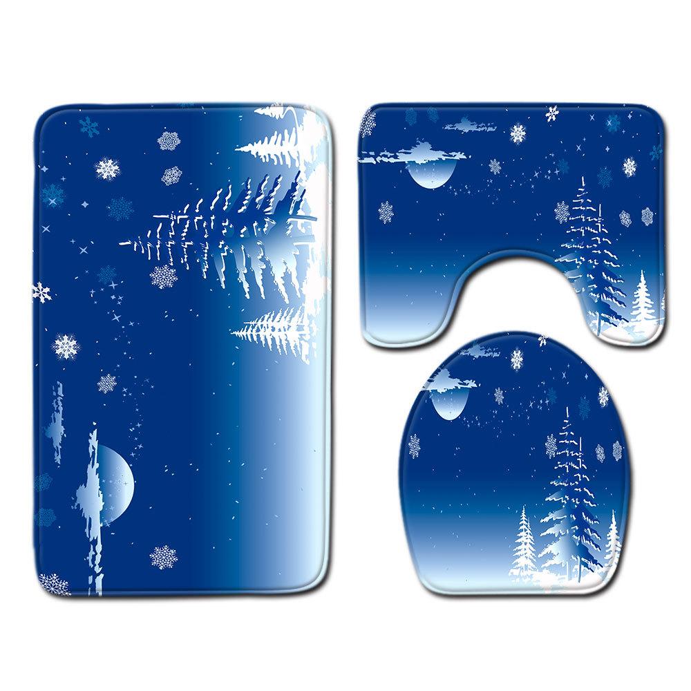 Christmas Bathroom Floor Mat Toilet Three-Piece Set