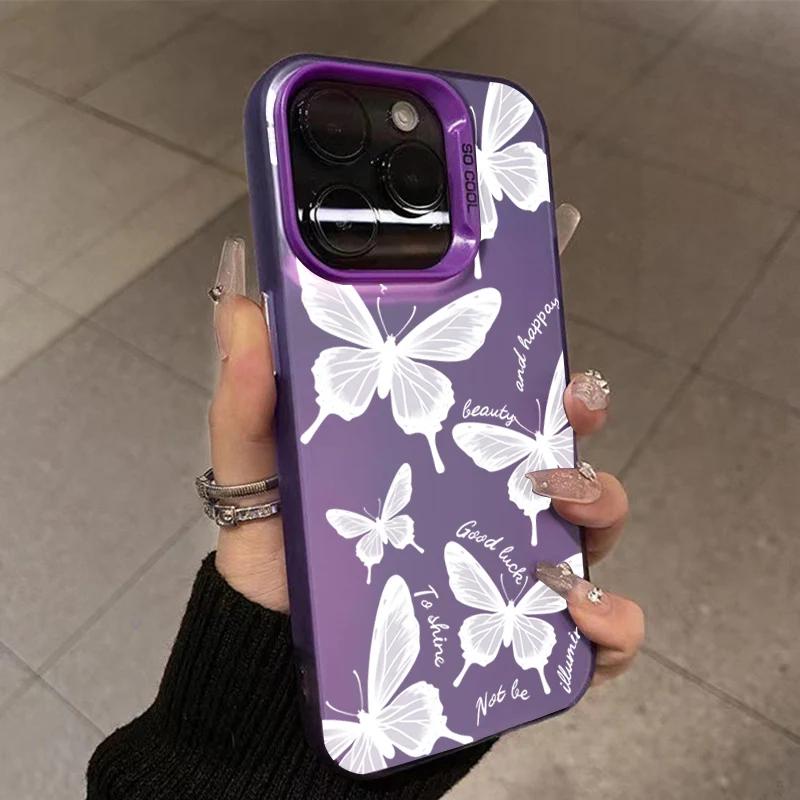 Retro Black Butterfly Case for iPhone 15 Pro Max 16 14 13 12 11 XS X XR SE   7 8 Plus 15 Electroplated Matte Hard Cover