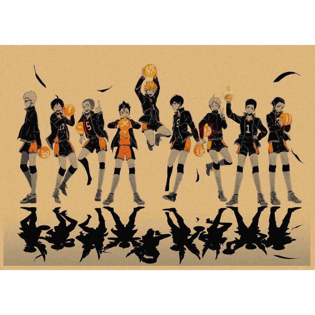 Haikyuu!! Retro Kraft Poster: Hinata Shoyo & Kageyama Tobio Decorative Wall Art