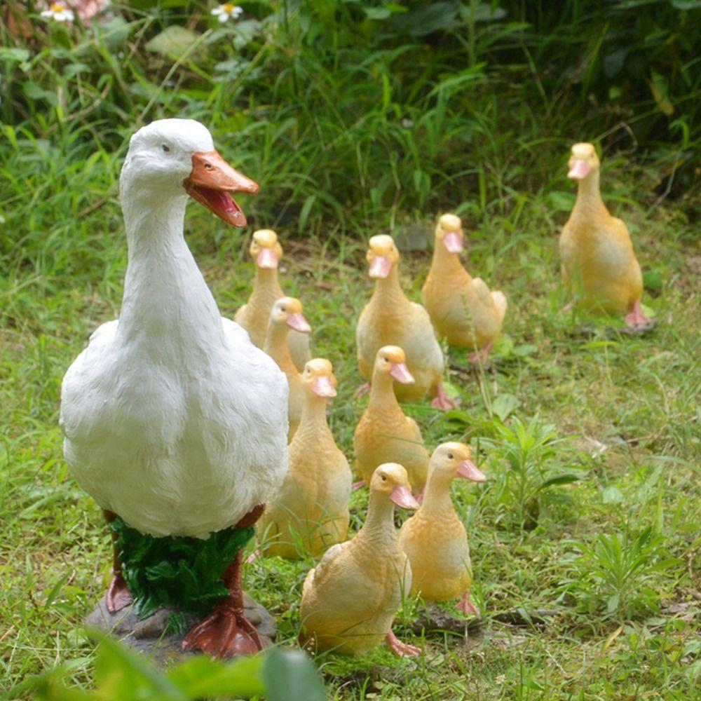 Statue Simulation Duck For Outdoor LIfelike Duck Model Resin Crafts Garden Decor Park Landscape