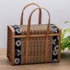 Rectangular Hand-Woven Basket Bamboo Handheld Woven Basket Retro Bamboo Picnic Basket Photo Prop