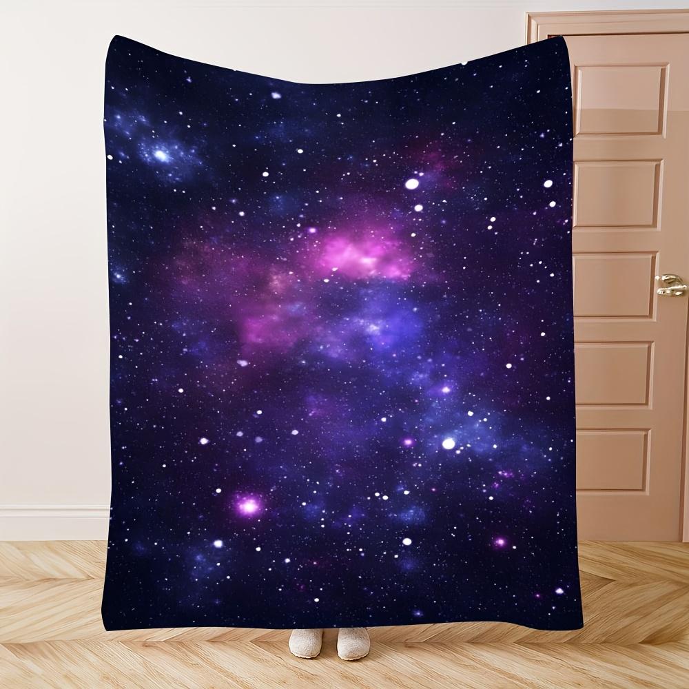 1pc Enchanting Galaxy Print Flannel Blanket - Soft Warm Anti-Tear All-Season Throw for Camping, Travel & Home Decor - Machine Wa