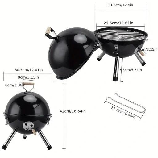 Grill Kopułowy Ogrodowy Zamykany Gril Z Pokrywką Węglowy Brykiet Okrągły