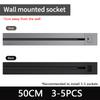 Wall power rail socket with switch, kitchen aluminum expansion socket 40cm 50cm, built-in socket on countertop