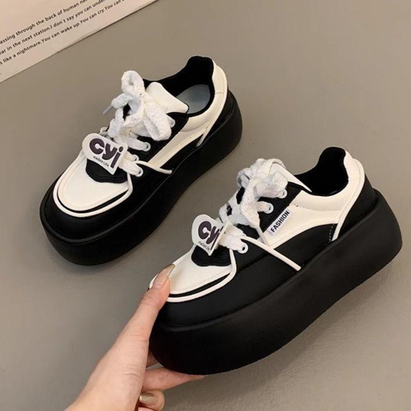 2025 school season new vibe style thick-soled heightening little white shoes spring versatile campus style women's shoes round head board shoes