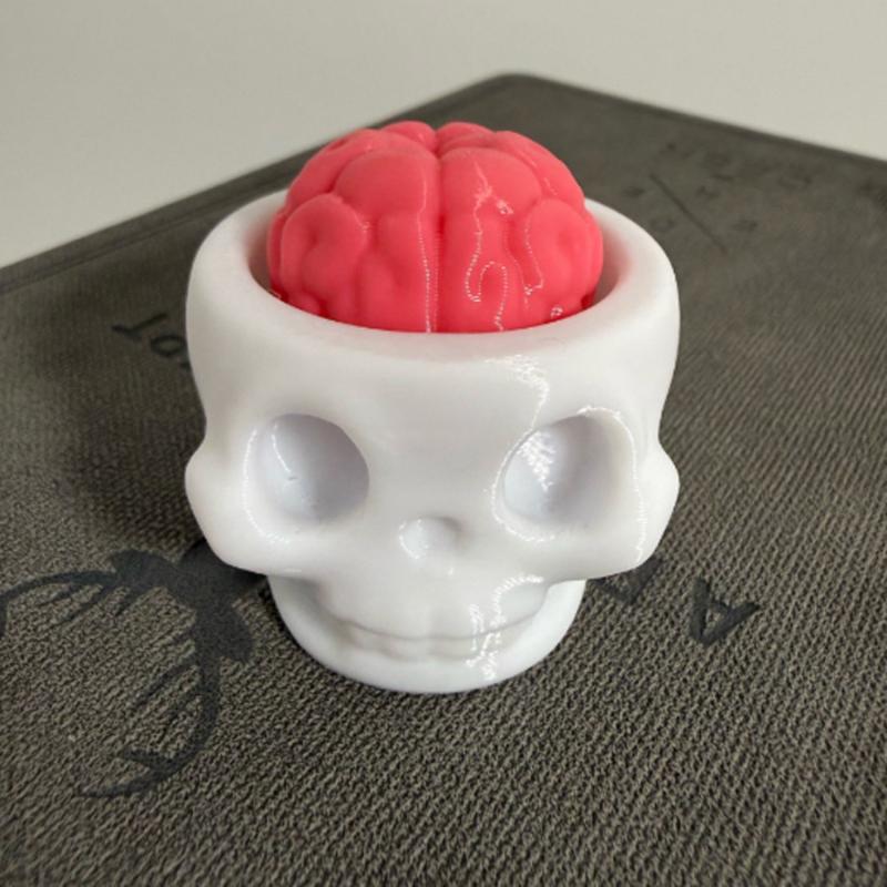 

Fun 3D Printed Skull Brain Clicker Keychain Skull Button Fidget Clicker Mechanical Keyboard Bag Pendant Stress Relief Toy