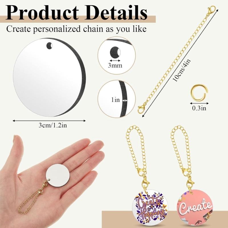 Set of 36/72 Engravable Steel Plate Unique Cup Hangings Metal Pendants Practical Round Single Side Sublimation Blank