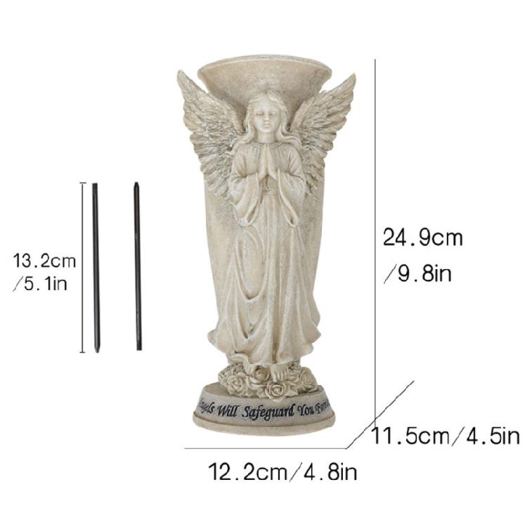 Gedenkvase für den Außenbereich Betende Engelsstatue Dekoration Wetterbeständige Harzornamente für Friedhofsgarten Grabstätte