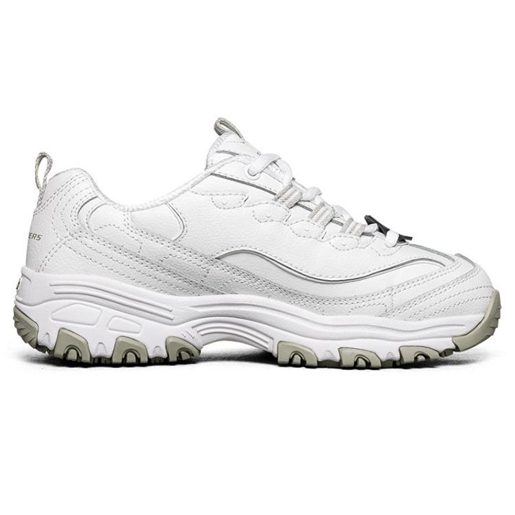 Skechers DLites SR Mesh Synthetic Leather Retro Durable Breathable Low-Top Casual Shoes Women sneakers White 76605-WHT