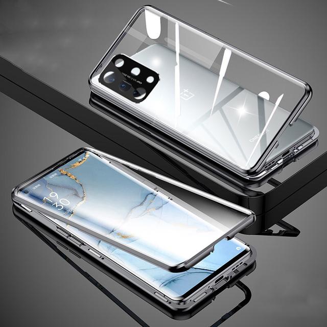 

Магнітний чохол для бездротової зарядки для Oneplus 11 10 Pro Алюмінієвий металевий бампер Захист камери ПК Акриловий чохол для телефону Nord 2 CE 5G For Nord 2 5G чорний