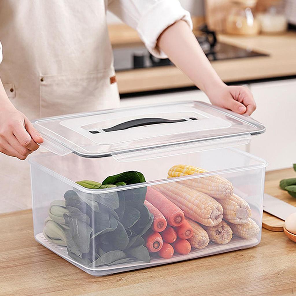 Food Storage Box Fresh Vegetable Fruit with Handle Snack Sealed Space Saving Sealing