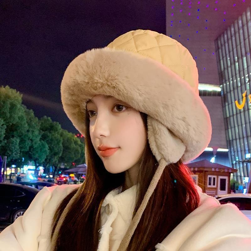 Lei Feng hat women's winter velvet thickened warm and cold ear protection hat casual versatile plush hat Korea
