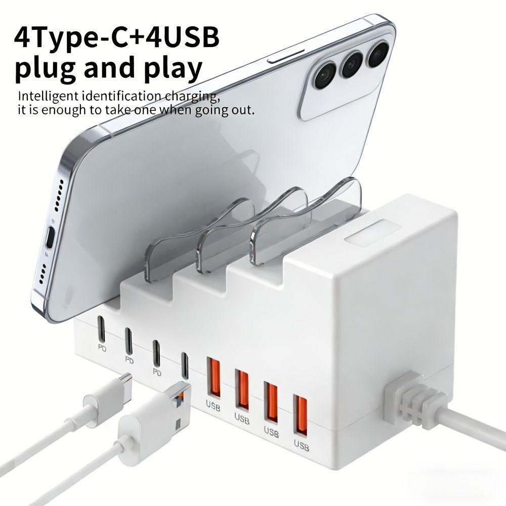 66W Power Socket Bracket Charger 4USB Ports 4Type C Ports USB Type C Charger PD Fast Charging 8Ports Socket