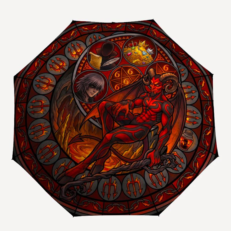 Devils Glass pattern umbrella, portable and foldable design, 8 ribs, a casual accessory for Halloween, Christmas, and birthday gifts.