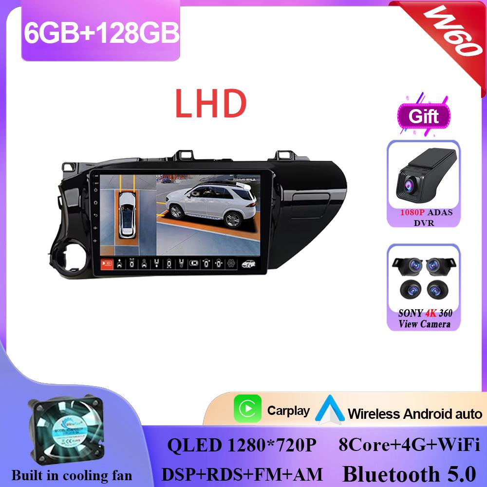 For Toyota Hilux 2015-2020 Multimedia Head Unit Car Player Android GPS Carplay Auto 4G Car BT No 2din DVD Navigation Radio Video