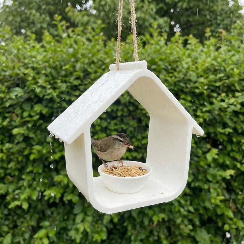 with Feeding Bowl Hanging Bird Feeder Plastic Wild Bird Habitat Bird Food Dispenser Backyard
