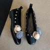 Inner Heightening Women's Shoes 2025 Spring and Autumn French Round Head Flat Bottom Mary Jane Shoes Rivets Shallow Mouth Single Shoes