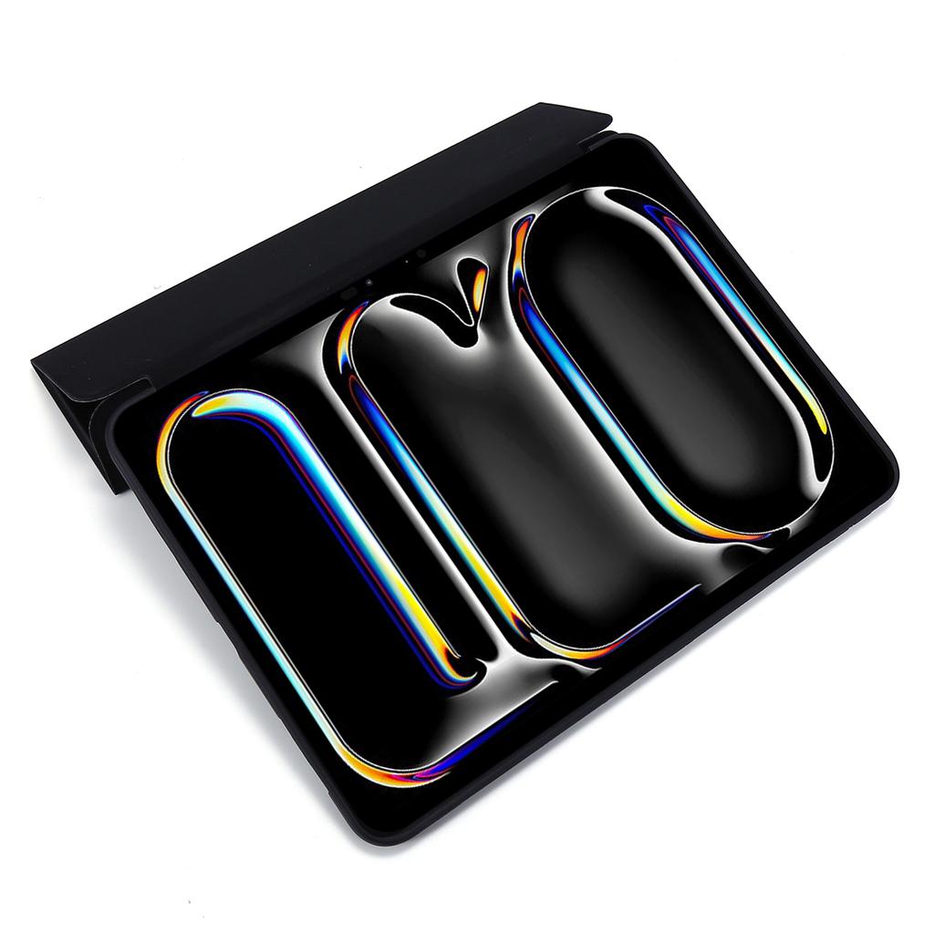 Für iPad Pro 13 (2024) Hülle Dreifach-Ständer Leder+Silikon Tablet-Hülle