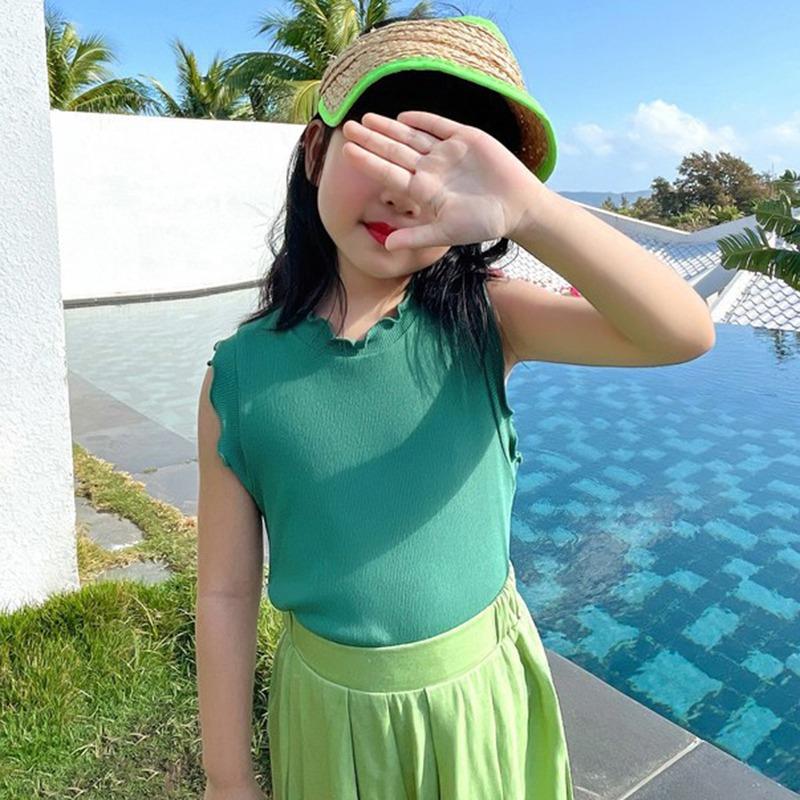 Letnie dziewczęce dzianinowe podkoszulki wspaniałomyślne fajne najniższe koszule na co dzień w cukierkowym kolorze topy