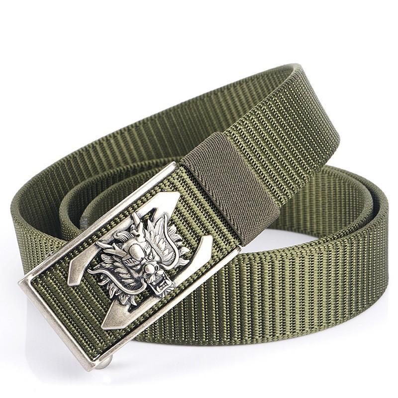Inner Buckle Canvas Waist Men s Automatic Casual Trousers All-match Nylon Belt Smooth Non-exposed 120cm