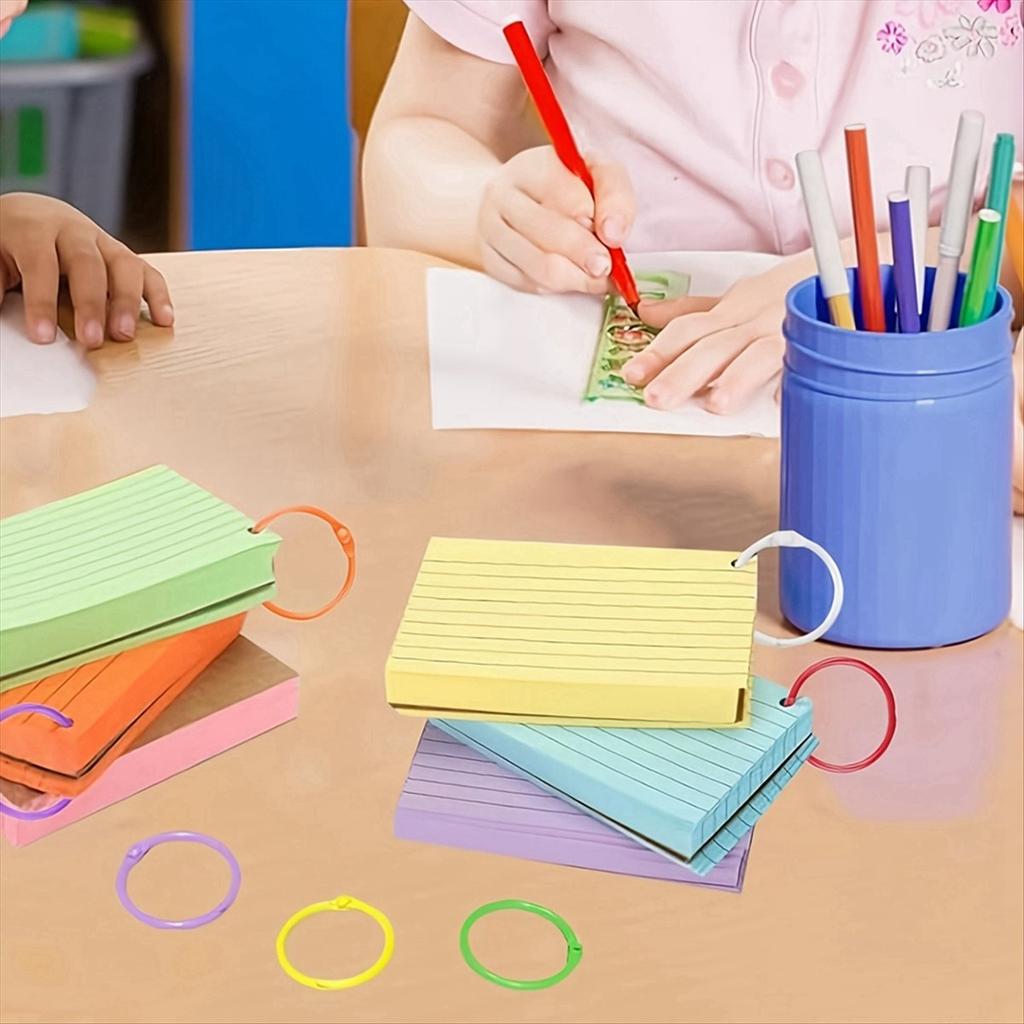 BHBL Colorful Loose Leaf Binder Rings (100 Pack) Metal Office Book Rings Paper Rings for Index Cards Notebook