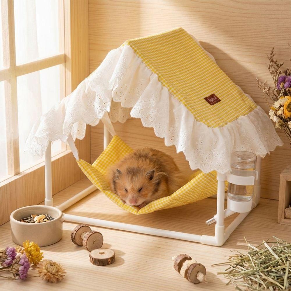 Ventilated Hamster Triangle Tent Sunshade Hanging Sleeping Bed Cozy Pet Shelter  Small Animals