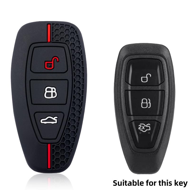 Car Key Pack For Ford St Line Fiesta Focus Mondeo Ecosport Kuga Puma Edge Escape Metallic Silicone Car Key Fob Case Accessories