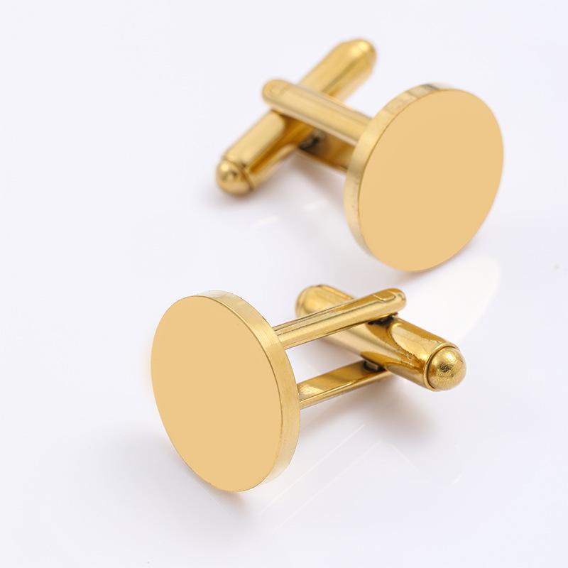 Stainless Steel Round Cufflinks for Men's Shirts (15mm)